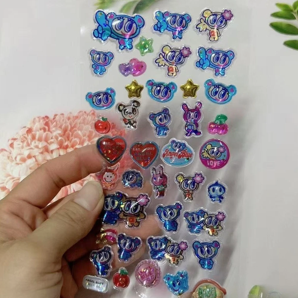 

Dimensional Solid Angel Stickers - Blue Crystal 3D Puffy Decals for Kids, Cute Raised Fairy Decor