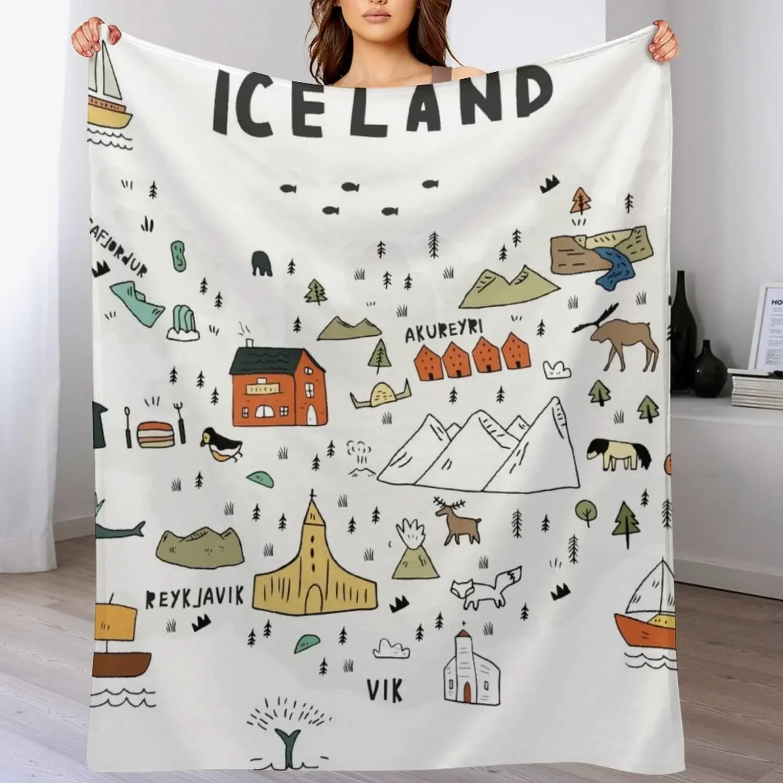 

map of Iceland Throw Blanket Personalized Gift Summer Baby Fashion Sofas Blankets