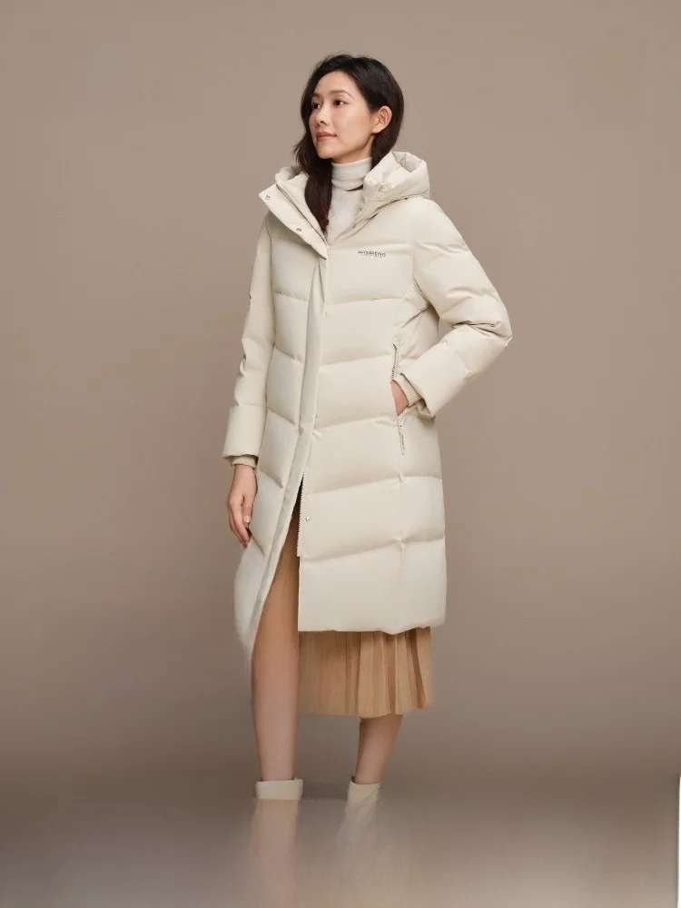 

Зимнее пальто Bosideng 90 Down Jaet для женщин: утепленное, средней длины, с капюшоном, приталенное, повседневное, для отдыха