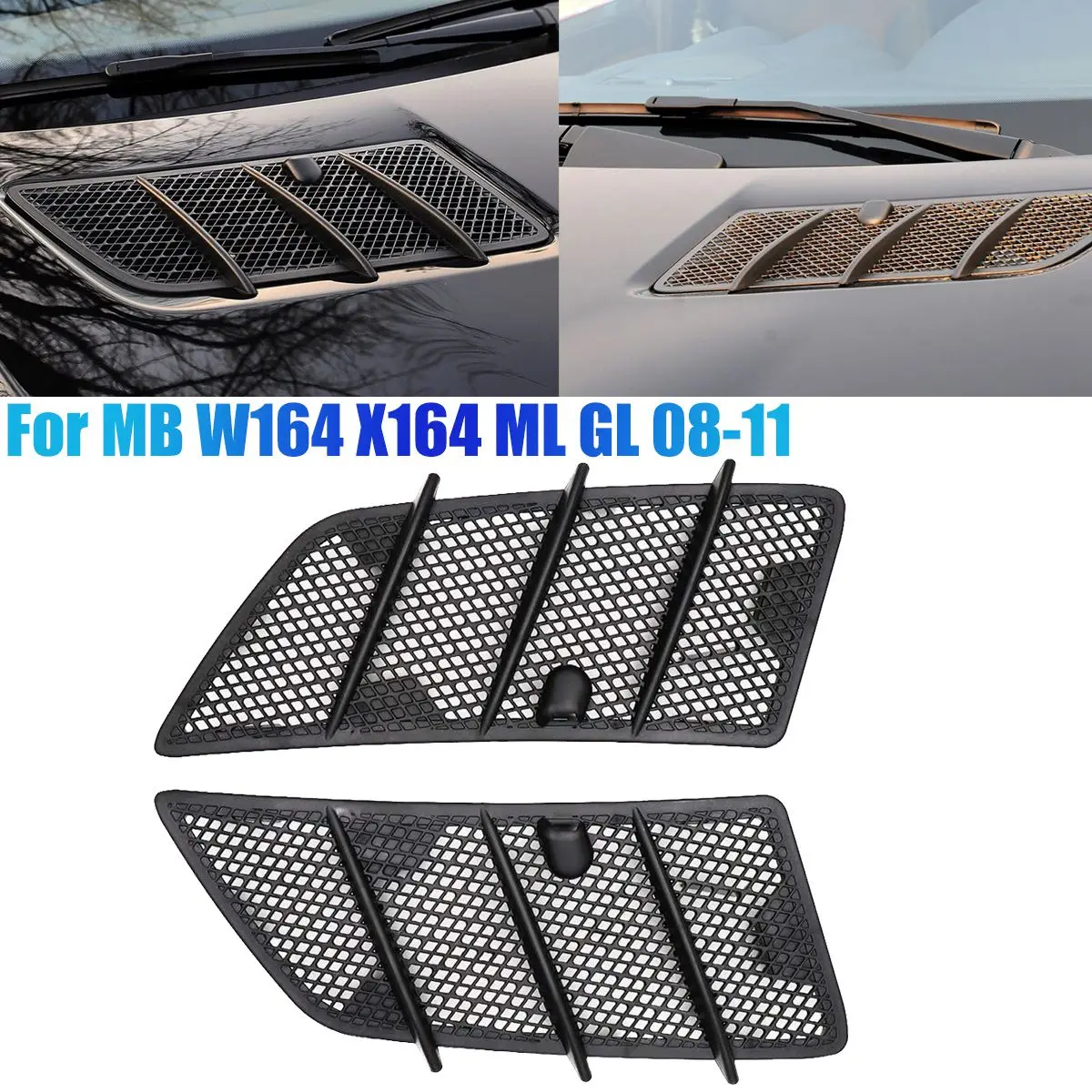 A13F-Car Hood Upper Air Vent Grille Cover Trim For Mercedes Benz W164 ML GL 320 350 450 550 63AMG 2008-2011