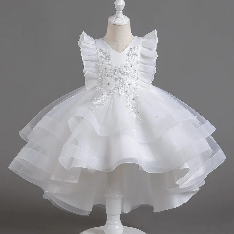 Summer Search Girl Princess Dress Wedding Show Piano Performance Dress Wedding Flower Boy Little Flying Sleeves Fluffy Dress