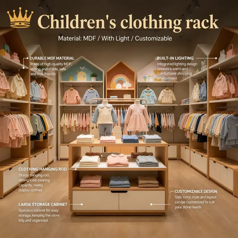 Children Clothing Display Rack Clothing Rack for Kids with Storage Foldable Kids Armoire Clothing Rack