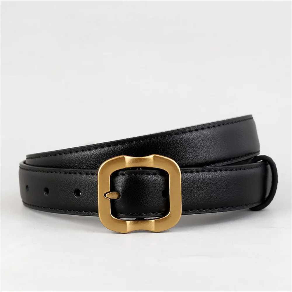 Damski pasek modny czarny kolor skórzany pasek z prawdziwej skóry metalowa klamra regulowany casualowy pasek do spodni jeansów akcesoria