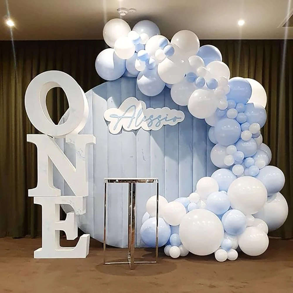 Arco de Globos de boda, Kit de guirnalda de Globos azul Pastel blanco, fiesta de cumpleaños, revelación de género, Baby Blue, decoración de novia, Globos