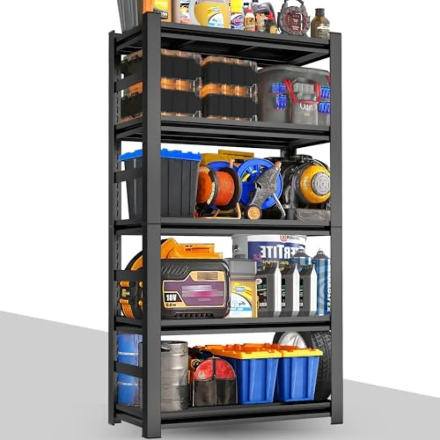 

1500lbs Heavy Duty Garage Shelving for Industrial Storage: Adjustable 5Tier Metal Shelves 32''W x 63''H 16''D Black Finish Idea
