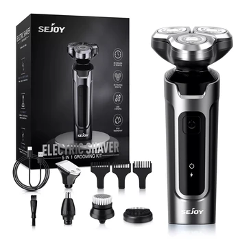 Sejoy rasoir barbier pour hommes 5 en 1 rasoir électrique Rechargeable avec tondeuse à barbe batterie au Lithium rasoirs portables pour voyage