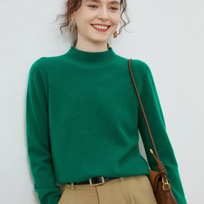 

Hawlife Knitted Pullover Sweater Long Sleeve Green 003