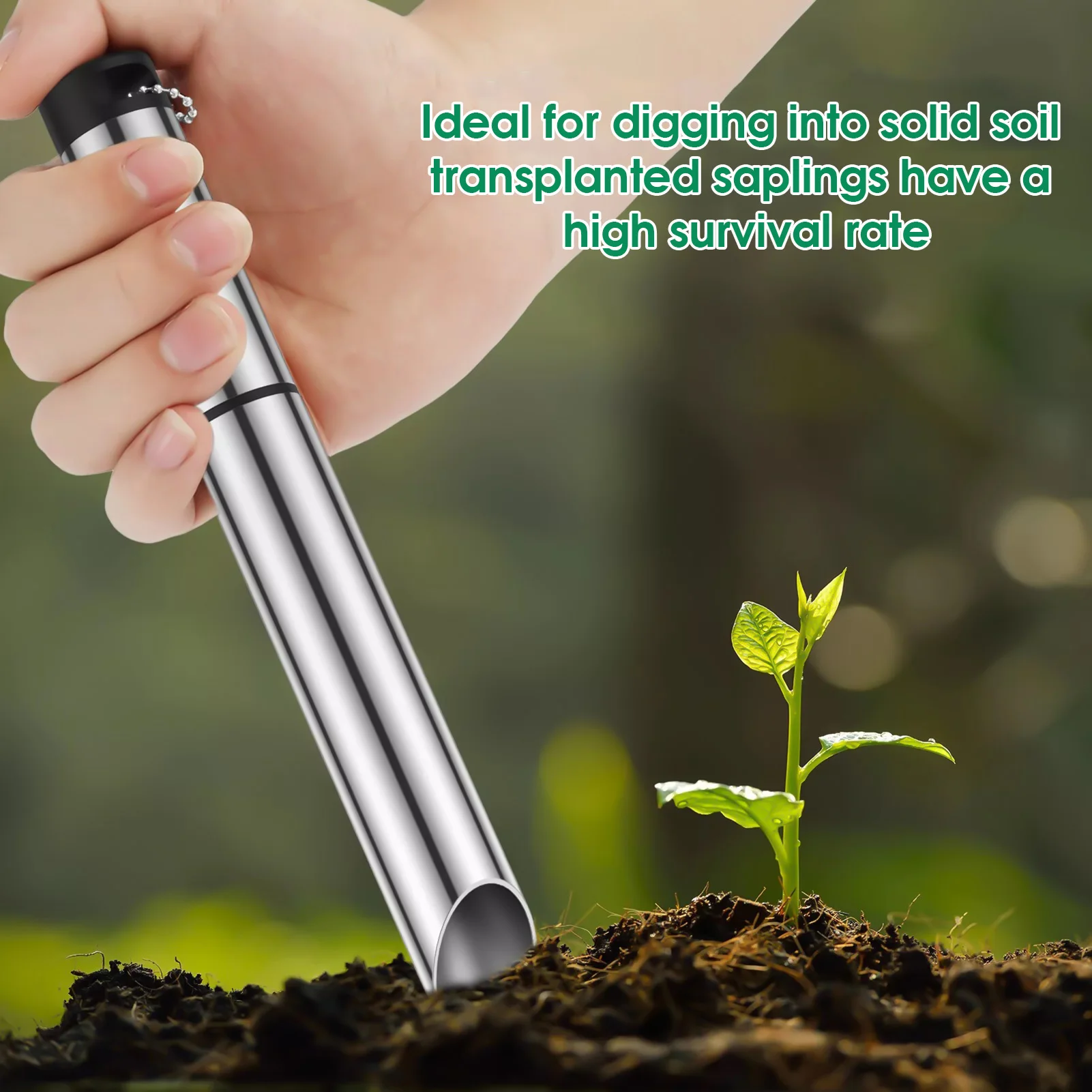 Practical Tools Garden Migration Loosen Soil Accessory Stainless Steel Soil Puncher After Digging Holes Automatic Pop-up Design