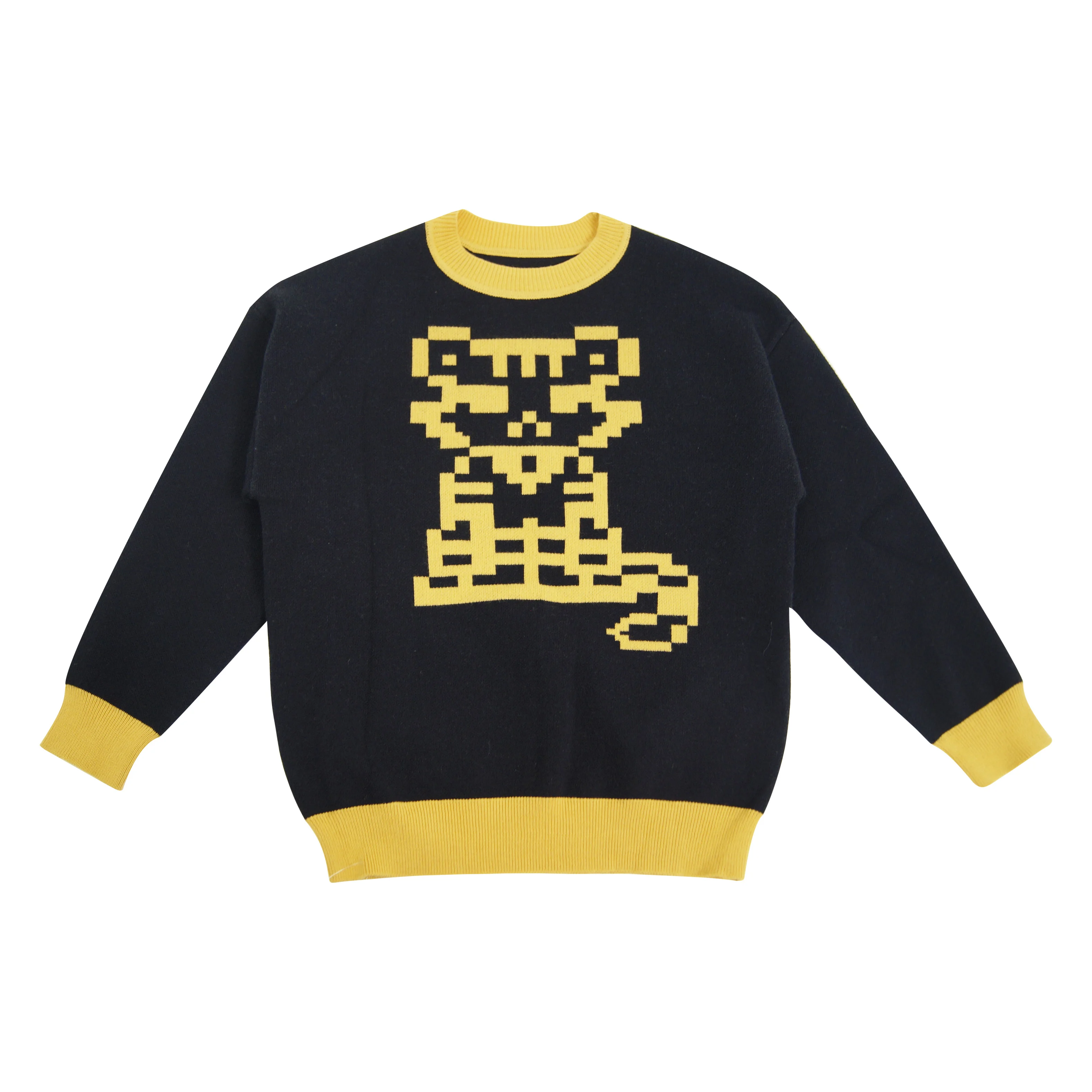 Children's 100% cotton pullover sweater Children neutral four seasons can wear black and yellow tiger pullover sweater