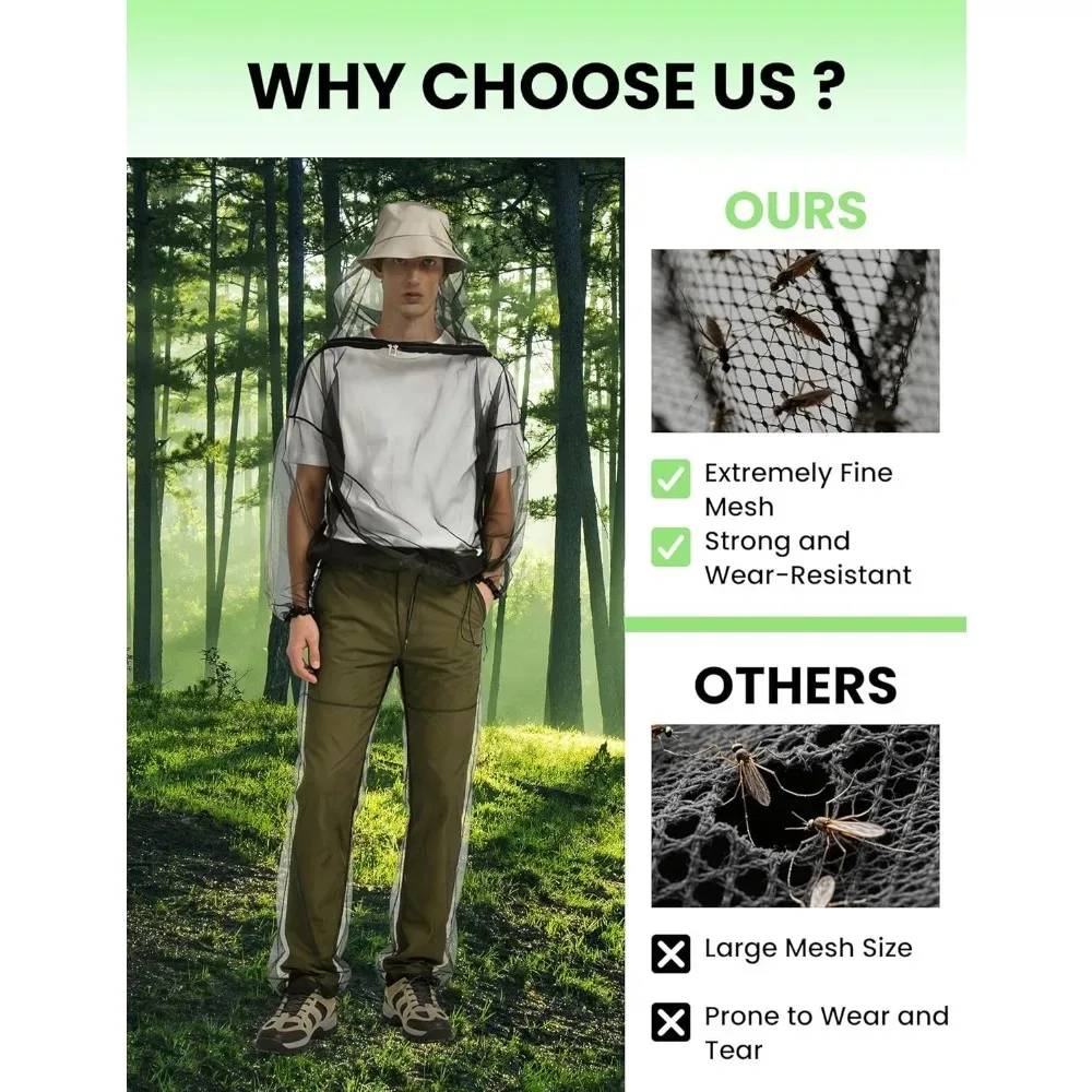 Outdoor Mosquito Protection Suit Insect Proof Mesh Hooded Jacket For Fishing Camping Bug Net Shirt Pants Full Body Coverage - view 4