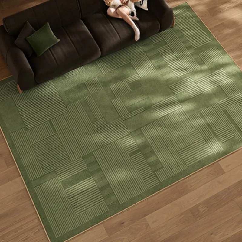 American Retro Living Room Oversized Carpet Minimalist Lines Green Bedroom Carpet Geometric Home Dedicated Rug Easy To Care Rugs