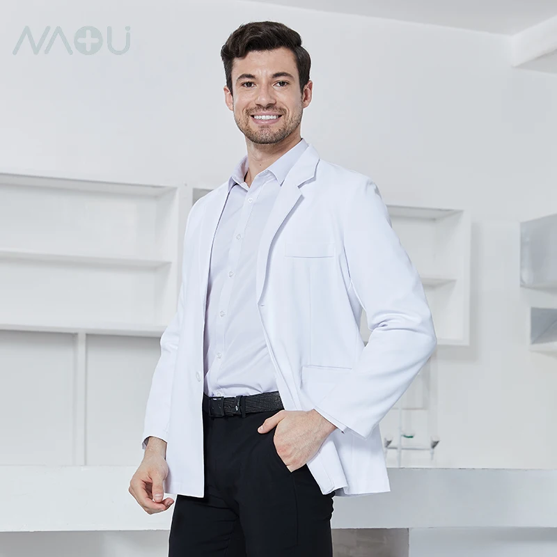 Vestido branco de manga curta médico geral do sexo feminino salão de beleza oral clínica médico roupas trabalho laboratório masculino