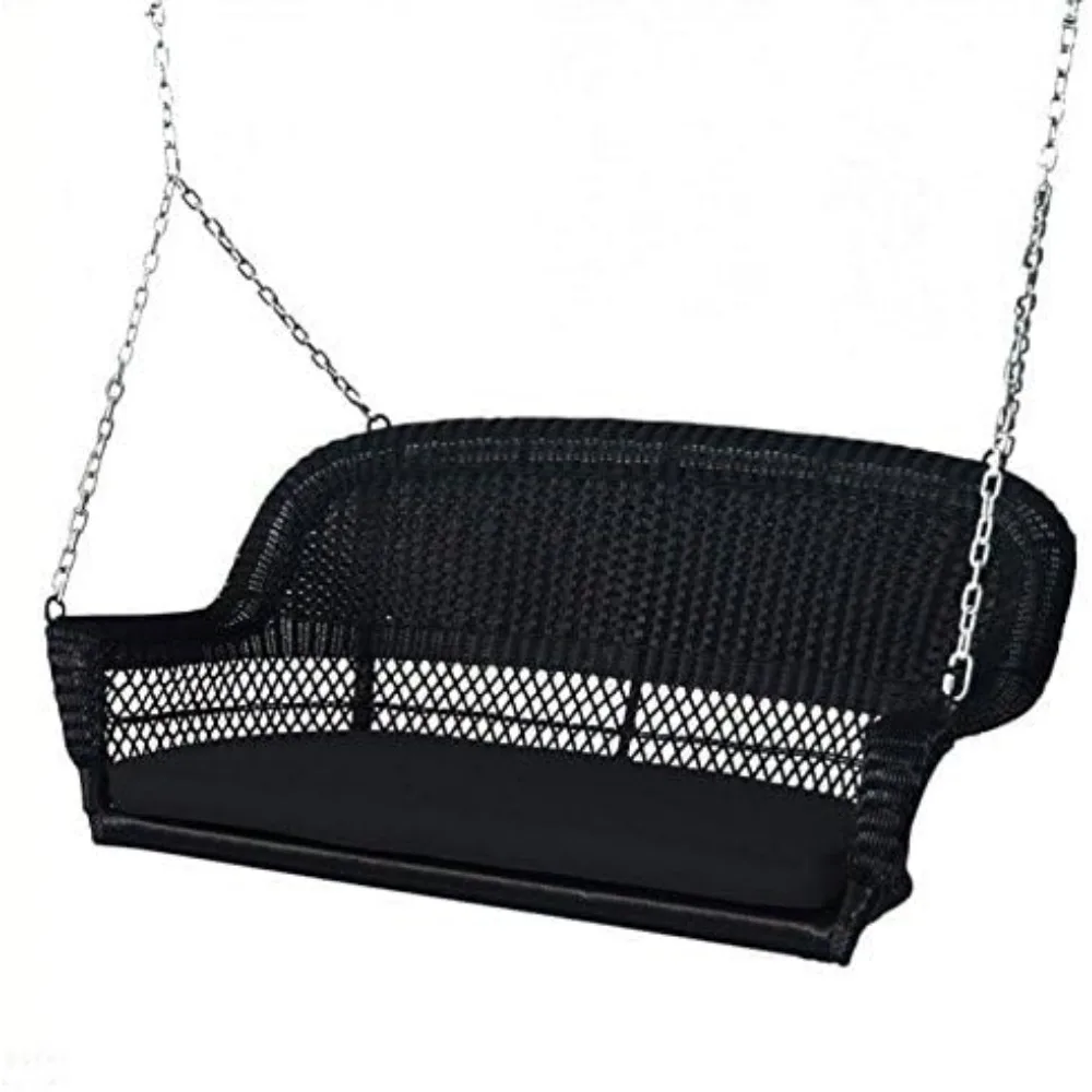 W00207S-D-FS017 Rieten verandaschommel, zwart