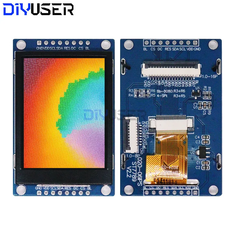 DIYUSER 2.0 Inch 240x320 Full Color TFT LCD Display Module with ST7789 Controller, SPI/Parallel Interface