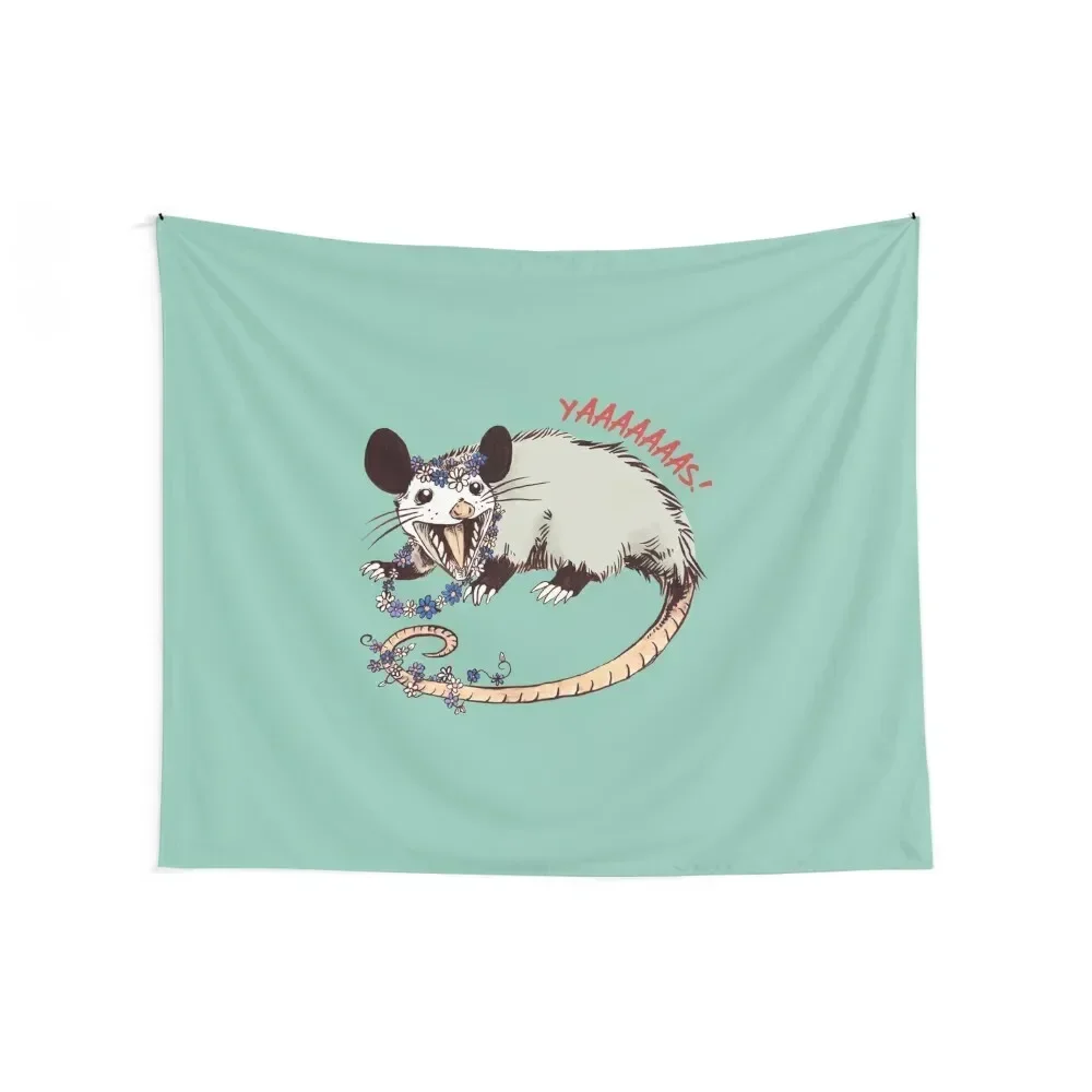 Daisy Chain Opossum Possum Yaaaas! Tapestry Mushroom Wall Mural Anime Decor Tapestry