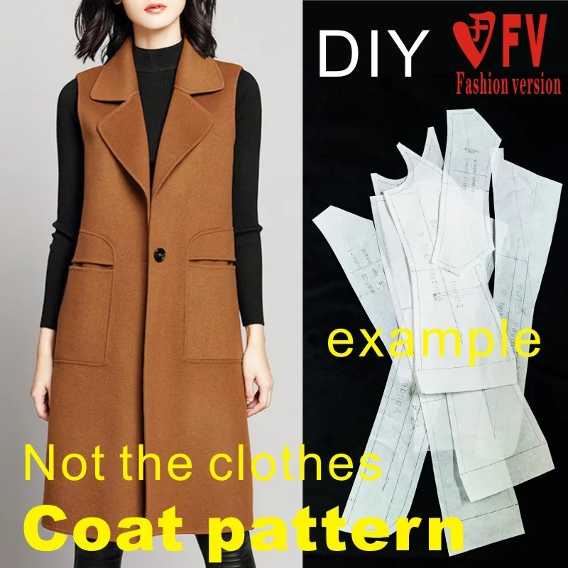 Sleeveless coat pattern double-sided cashmere vest garment cutting structure drawing BFY-300