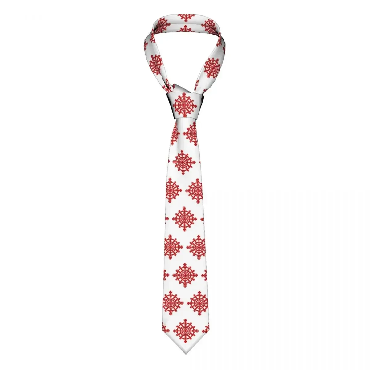 Czerwony krawat etiopskich krawatów krzyżowych z nadrukiem 3D krawat uliczny wąski krawat o szerokości 8 cm