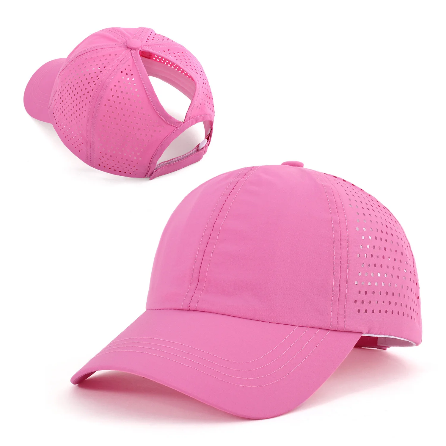 Schnell trocknender Zungenhut für Damen, atmungsaktives Mesh-Mütze für Herren, Sommer, UV-Schutz, cool bleiben, stilvoll, verstellbar, Pferdeschwanz-Mütze – Detail 6
