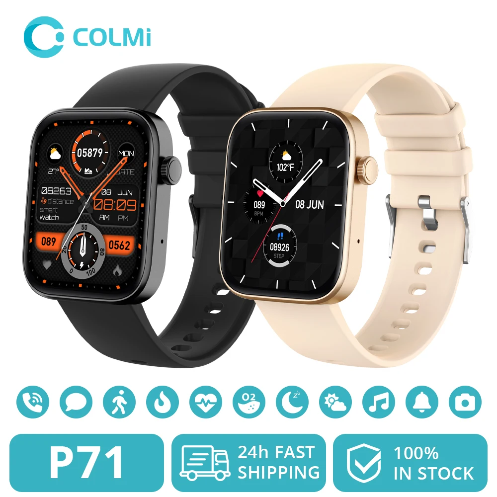 COLMI P71 Smartwatch for Men And Women with Voice Calling Health Monitoring IP68 Waterproof Smart Notifications Voice Assistant