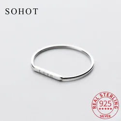 Fashion 925 Sterling Silver Love Letter Ring For Fashion Women Party Cute Fine Jewelry Minimalist Accessories 2020 Gift