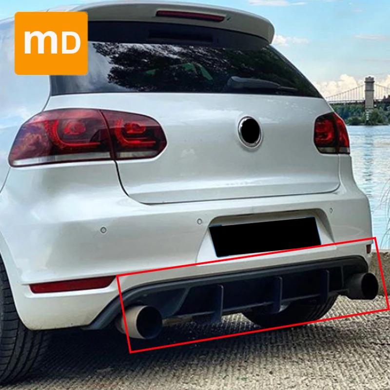 For Volkswagen Golf 6 Golf MK6 GTI Glossy Black Rear Bumper Diffuser Spoiler Lip Body Kit Splitter Car Accessories Upgrade