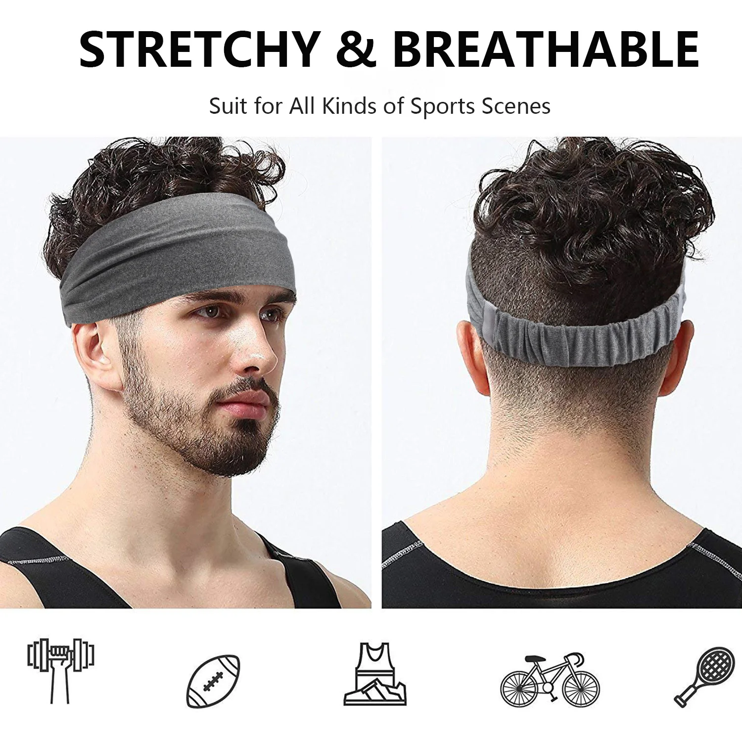 1/3 Stück Sport-Stirnbänder für Männer und Frauen, für Fitness, Yoga, Schweiß, Haarbänder, weiche, elastische Haarbänder, Stretch-Schweißbänder für den Outdoor-Sport – Detail 12