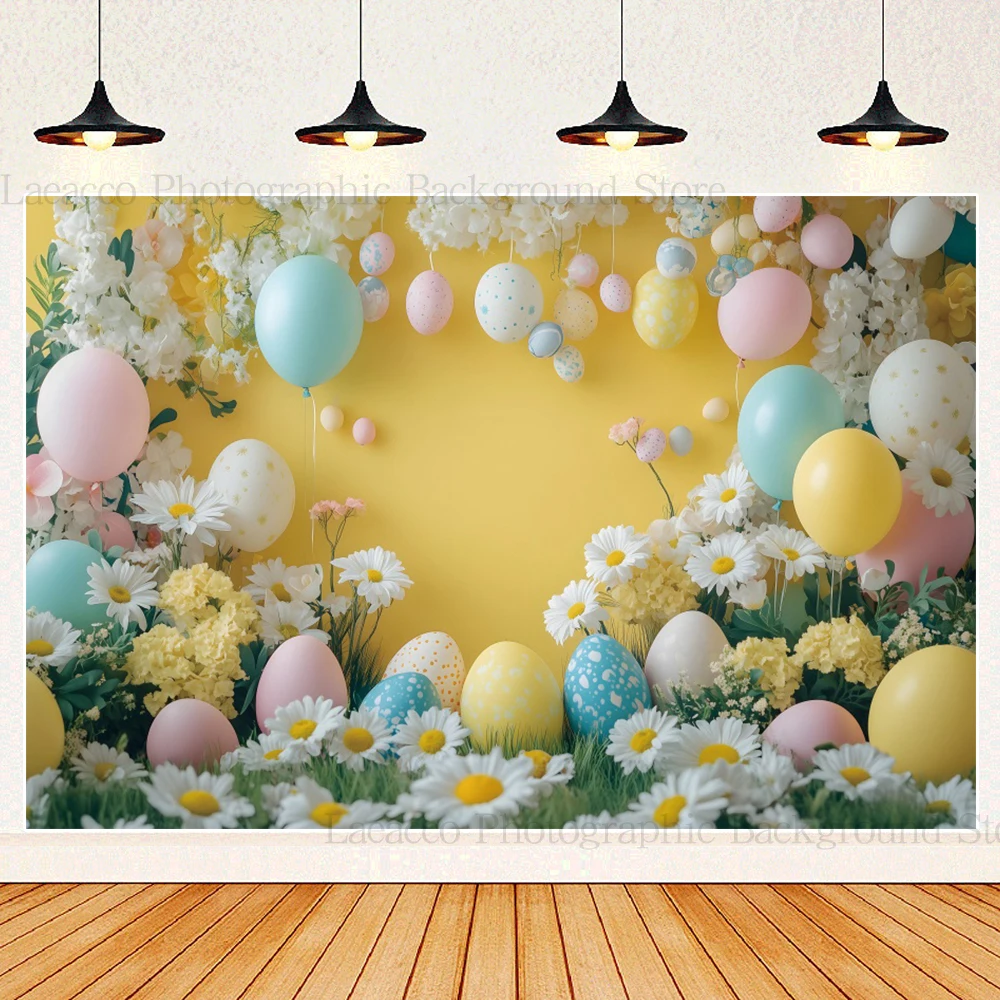 Easter Egg Daisy Flower Photography Background Spring Newborn Birthday Children Family Portrait Decor Backdrop Photo Studio Prop