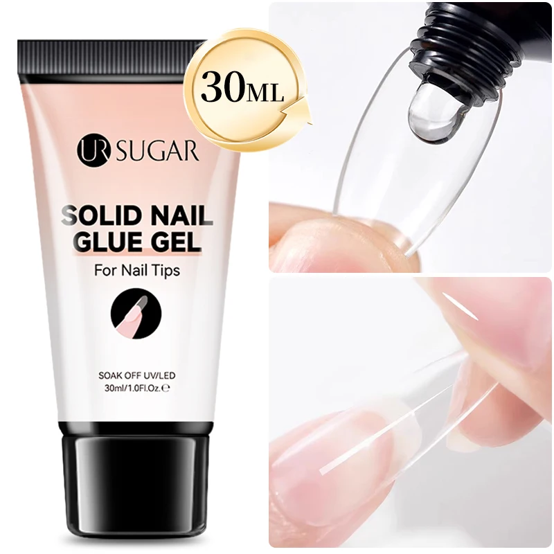 UR SUGAR 30 ml solide Nagelspitzen Gel-Nagelspitzen Soak Off Langlebige gefälschte Acrylnägel 3D-Form Nail Art Charms Strass-Kleber