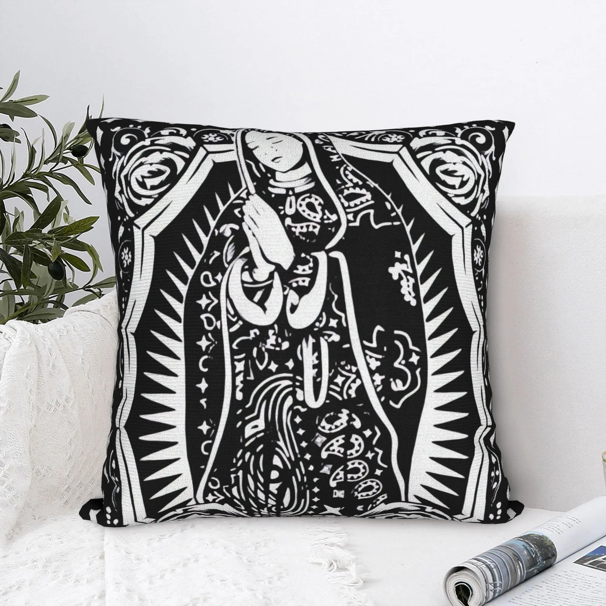 Virgin Mary Cherubs Rose Pillow Case  Comfy Pillow Cover For Sofa Home Decor Cute Funny Pillowcases