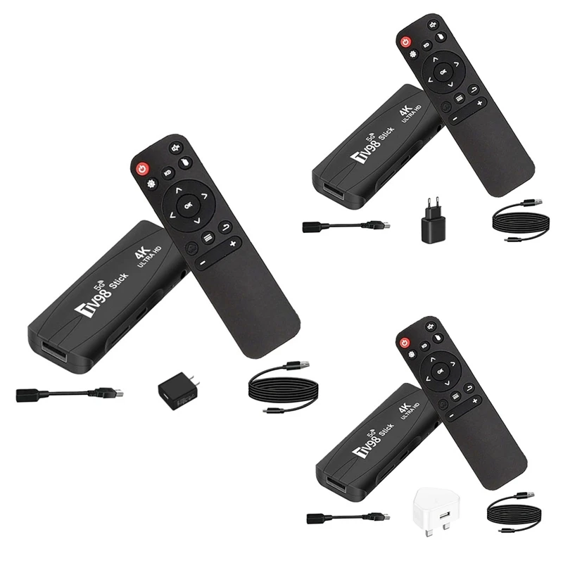 1 ชิ้น TV98 TV STICK 1G + 8G Android 12.1 2.4G 5G Wifi Android สมาร์ททีวีกล่อง 4K 60Fps ชุดกล่องด้านบน (US Plug)