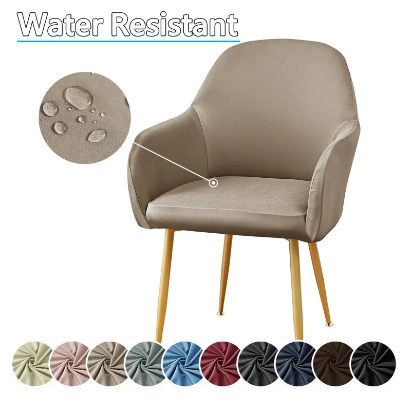 Premium Waterproof Chair Cover Milk Fabric New Arc Chair Protector with Armrests Stretch Dining Chair Cover for Hotel
