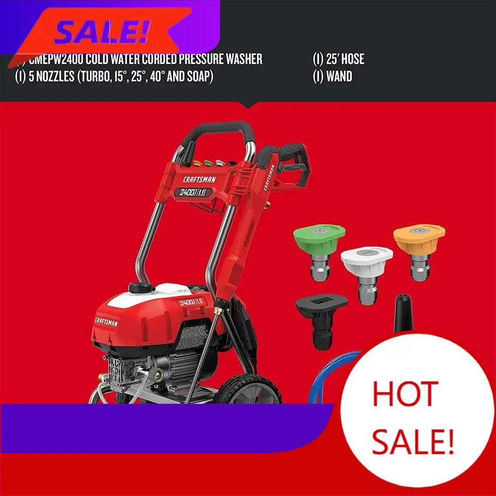 

Популярная электрическая мойка высокого давления, для холодной воды, 2400 PSI, 1.1 GPM, проводная