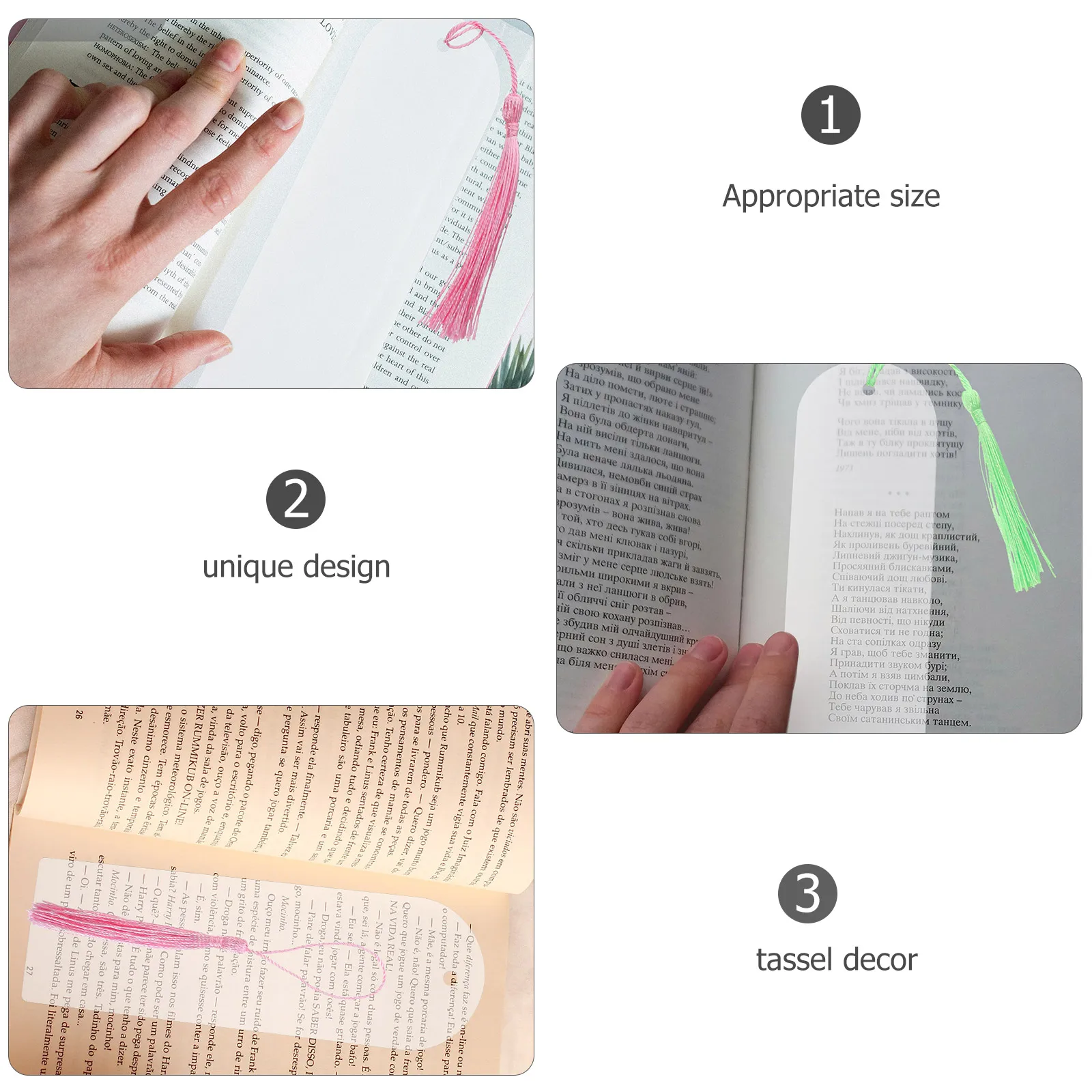 

1 set Acrylic Bookmark Blank DIY Bookmarks Bulk Kit Tassel Clear Crafting 5Colors Fringe Page Marker Reading Aid Gifts