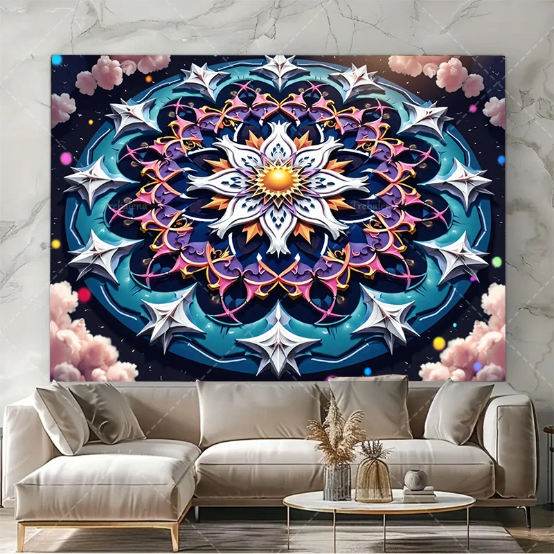 قطعة واحدة من نسيج الحائط من نسيج ماندالا ستار - معلق على الحائط من بوهو شيك لديكور غرفة النوم #4