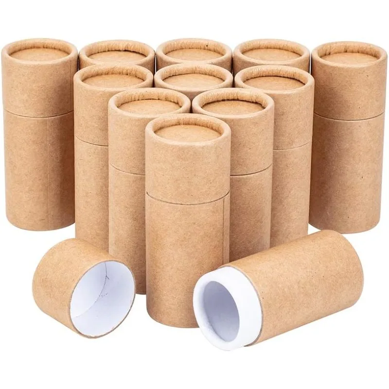 12PCS 10ml BurlyWood Kraft Paperboard Tubes Round Cardboard Containers Lip Balm Tubes Cardboardfor Pencils Tea Caddy Coffee