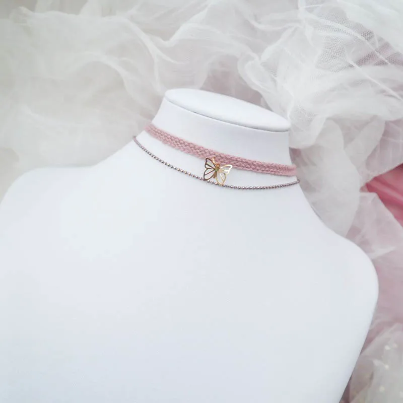 Collier ras du cou violet pour femmes, mode perle dentelle papillon marguerite fleur coeur lune clavicule bijoux accessoire cadeau idéal