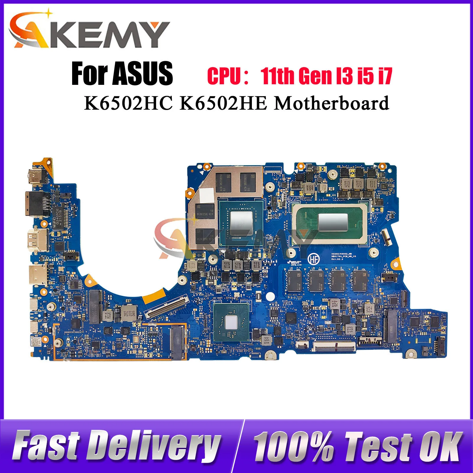 

K6502HC Laptop Motherboard For ASUS TUF Gaming K6502H K6502HE K6502HC Mainboard With 11th Gen I3 i5 i7 CPU 100% tests fast ship