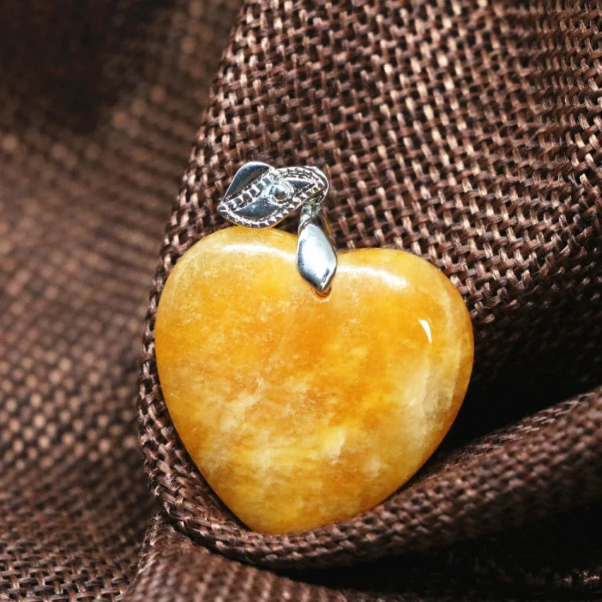 Bohemia style heart drop pendant yellow stone beads jades chalcedony charms women fit for diy chain necklace jewelry 25mm B1860