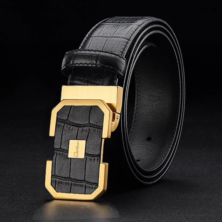 Ciartuar Men's Fashion Belt Genuine Leather Strap High-Quality First Layer Luxury Buckle