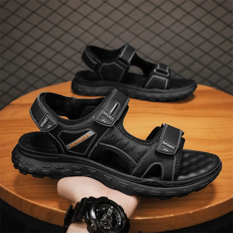 Summer Sandals Men Slippers Outdoor Beach Casual Shoes Indoor Durable Anti Slip Peep Toe New Breathable Male Shoes 