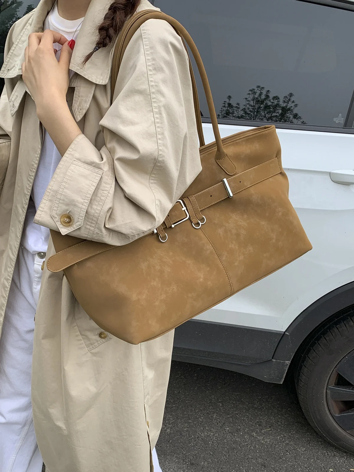 Faionable Commuter Retro Matte Women's oulder Bag Large Capaci Handbag Tote Bag for Autumn Winter Single Strap Handbag