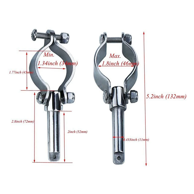 Boat Stainless Steel Row Lock Side Mount Line Oar Lock Socket Marine Yacht (4 Pack)
