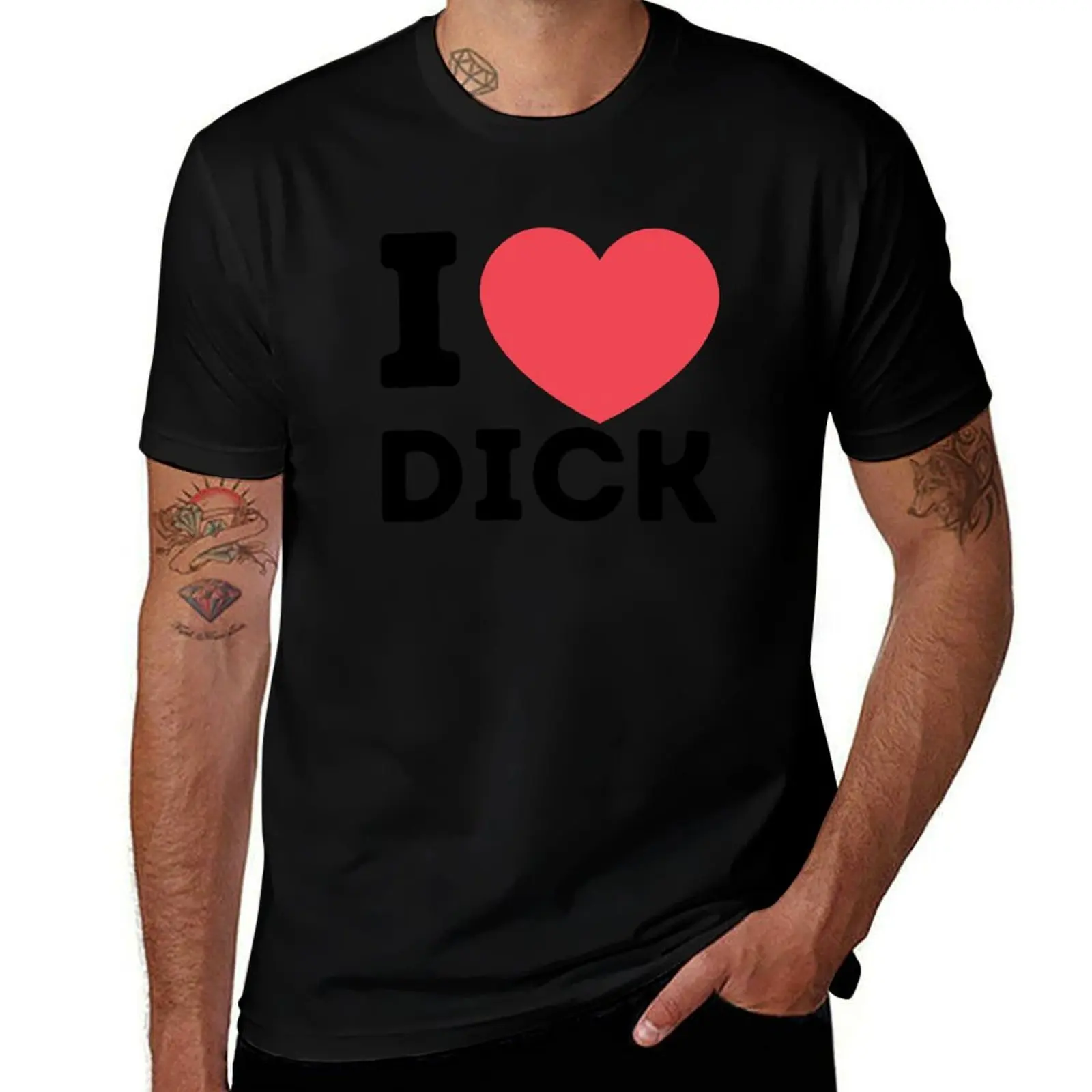 

I love Dick Funny Text Based T-Shirt Work Utility Short Sleeve Shirt