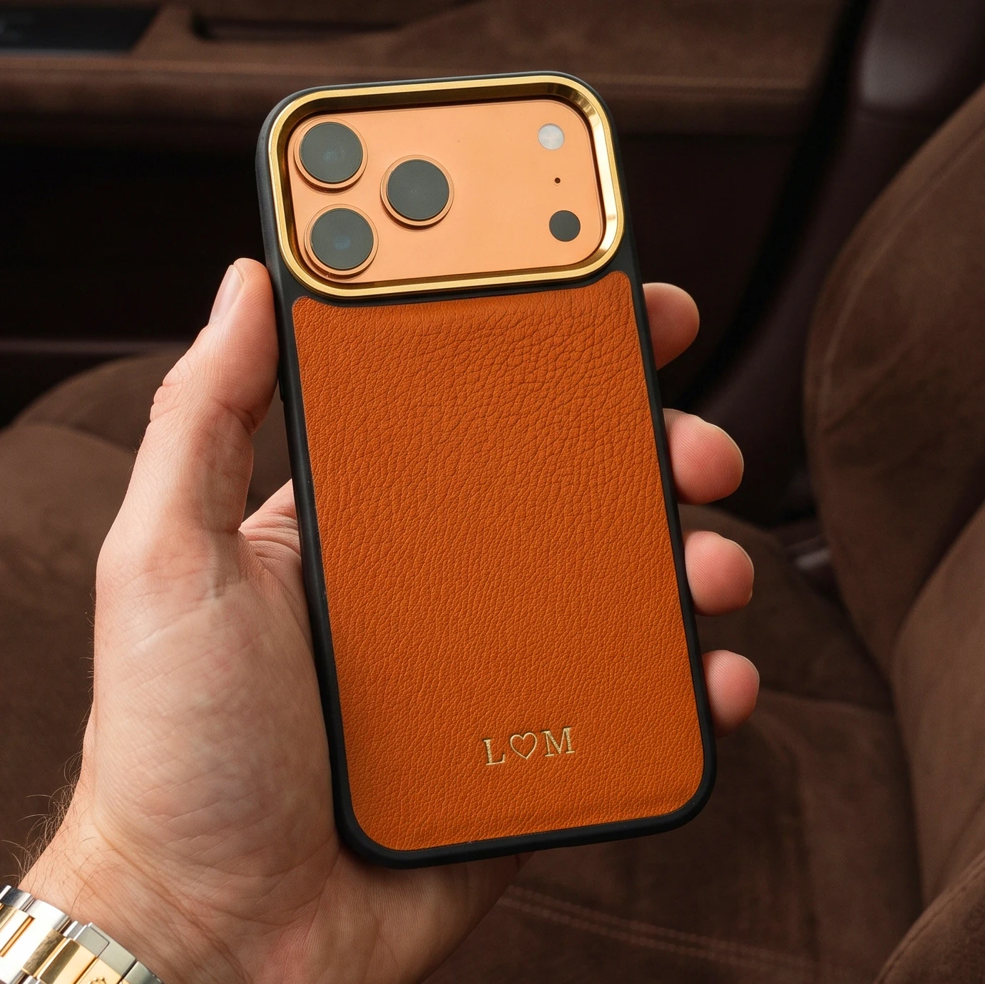 Personalized Full Grain France Goat Skin Quiet Luxury Magnetic Leather Phone Case for iPhone 17 Pro Max Mag Safe Gift for Friend