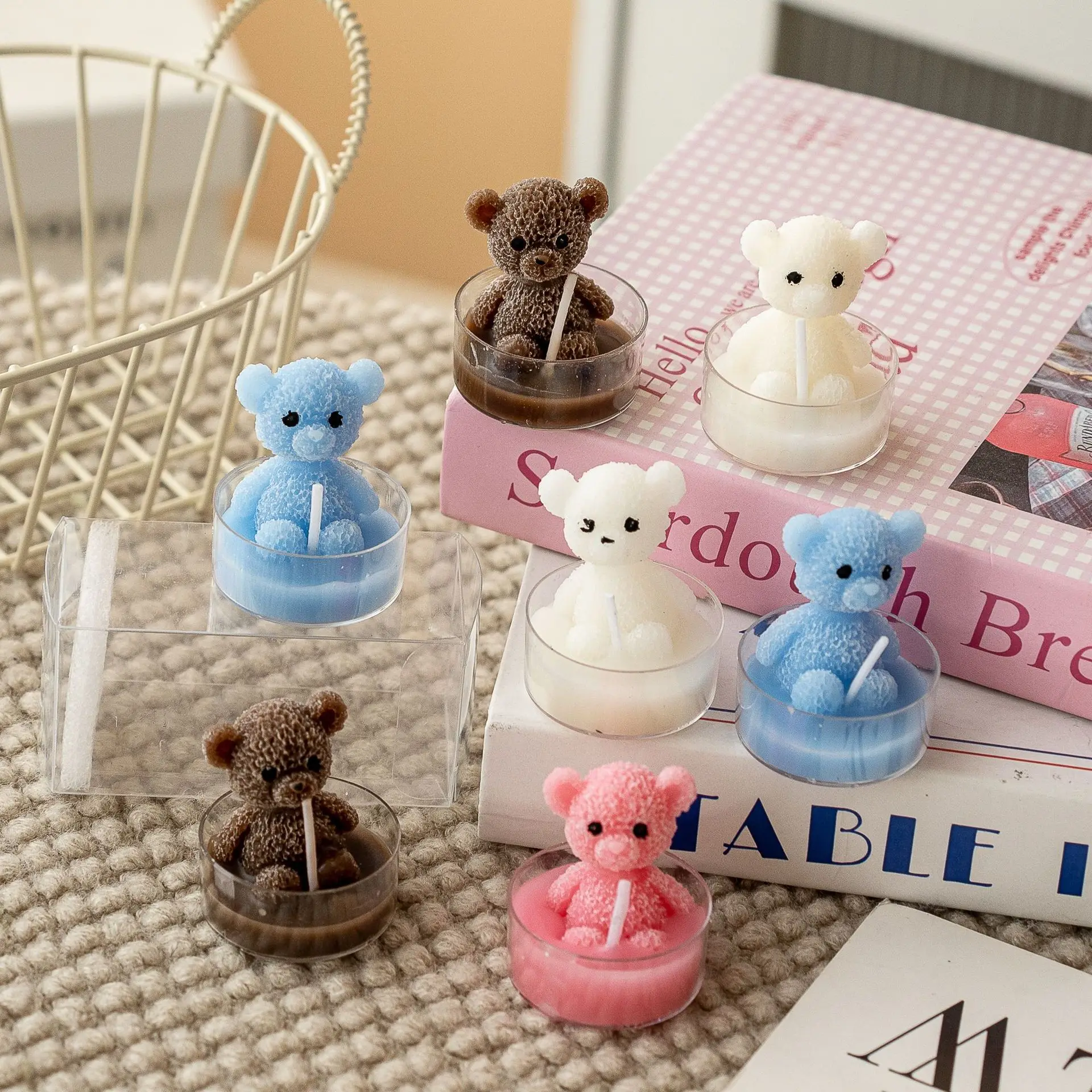 3D Mini Teddy Bear Tealight Scented Candle,Cute BearTabletop Decor for Girls Birthday  Holiday Souvenir Home Fragrance Present