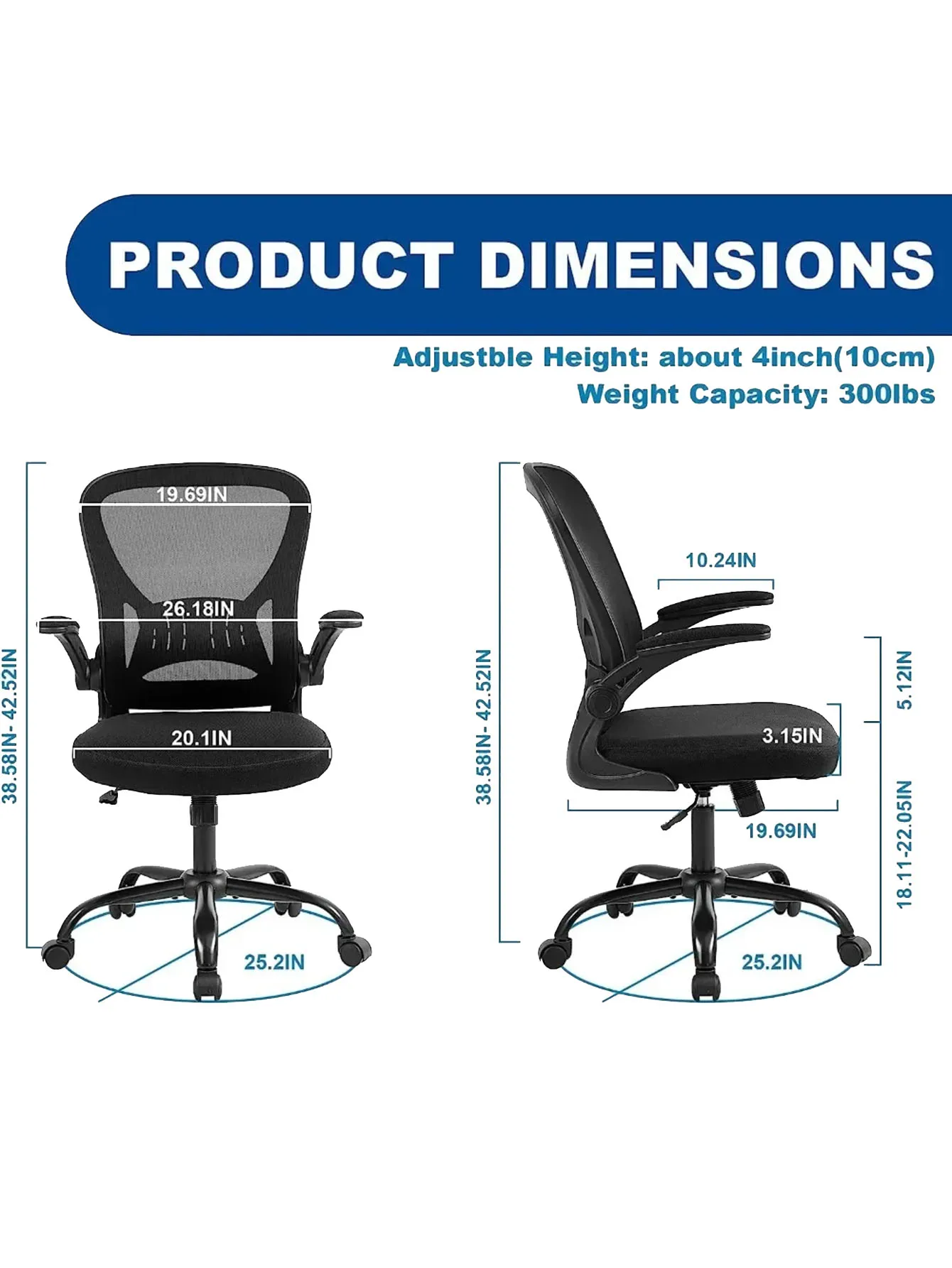 Adjustable Desk Swivel Chairs Computer Chair With Flip-up Arms and Lumbar Support Ergonomic Gamer Recliner Chair Home Furniture