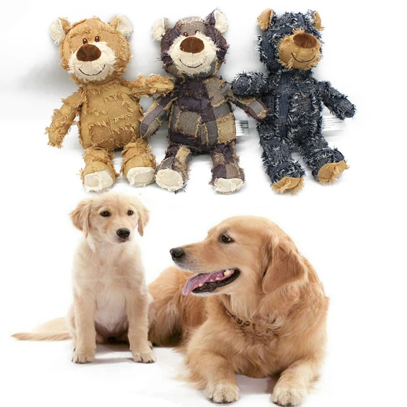 Pet Plush Bear Toy Dog Bites And Makes Noise Three-color Beggar Bear Toy