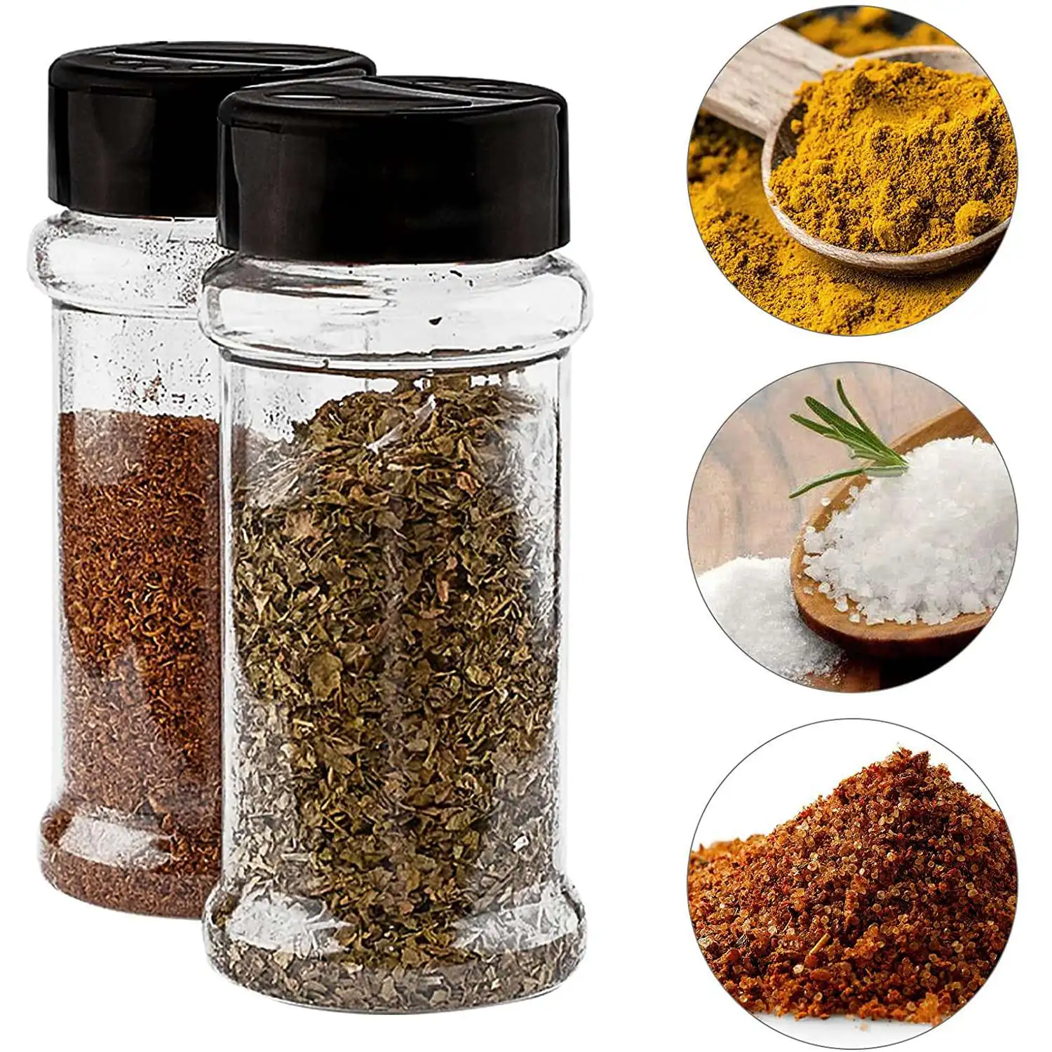 Tarro de especias de 8Oz con tapas de coctelera, tarros de especias vacíos, botellas, contenedores de condimentos para almacenar especias, hierbas y polvos de condimentos