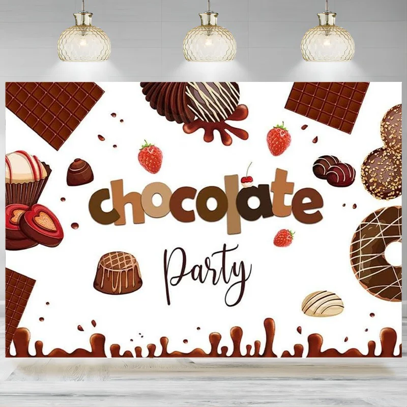 Chocolate Birthday Party Photography Backdrops Party Photo Background Baby Birthday Decorations Candy Chocolate Theme Banner