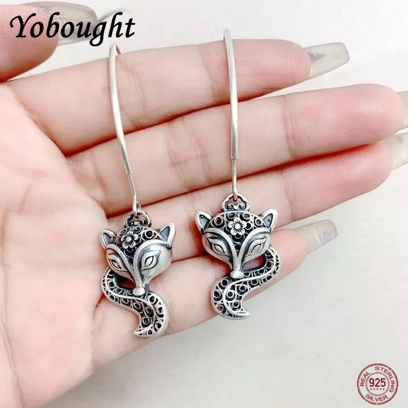 

Новые серьги из серебра 925 пробы в стиле ретро, милые полые серьги с лисой для женщин, модный очаровательный комплект ювелирных изделий для вечеринок